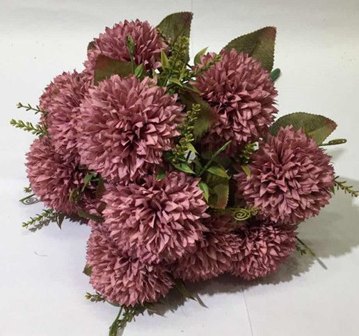 Xiange Flower Art Simulation Flower Wedding Wall Flower Collocation Manufacturers Direct Plastic Green Plant Decoration 12 Happy Chrysanthemum undefined