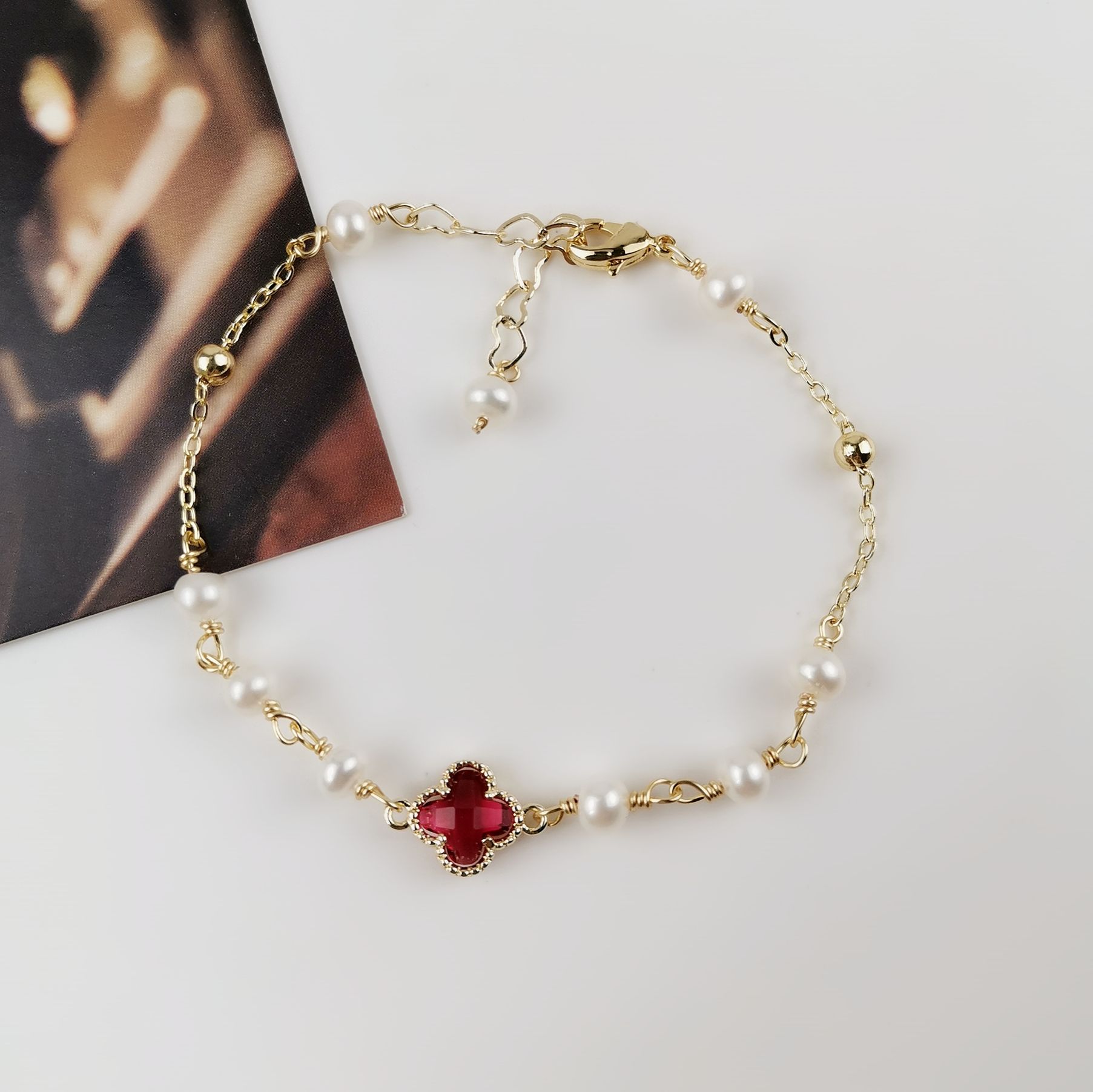 Yiwu Good Four-leaf clover Pearl bracelet /4511 full figure