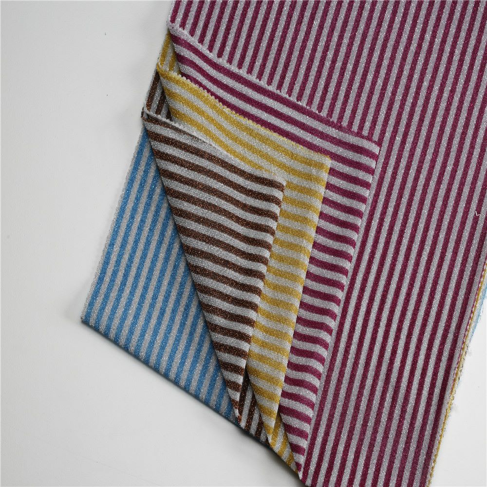 Direct sales from the manufacturer of 120g thick gold and silver thread fabric with medium and thick stripes in natural color, available in stock detail image 3