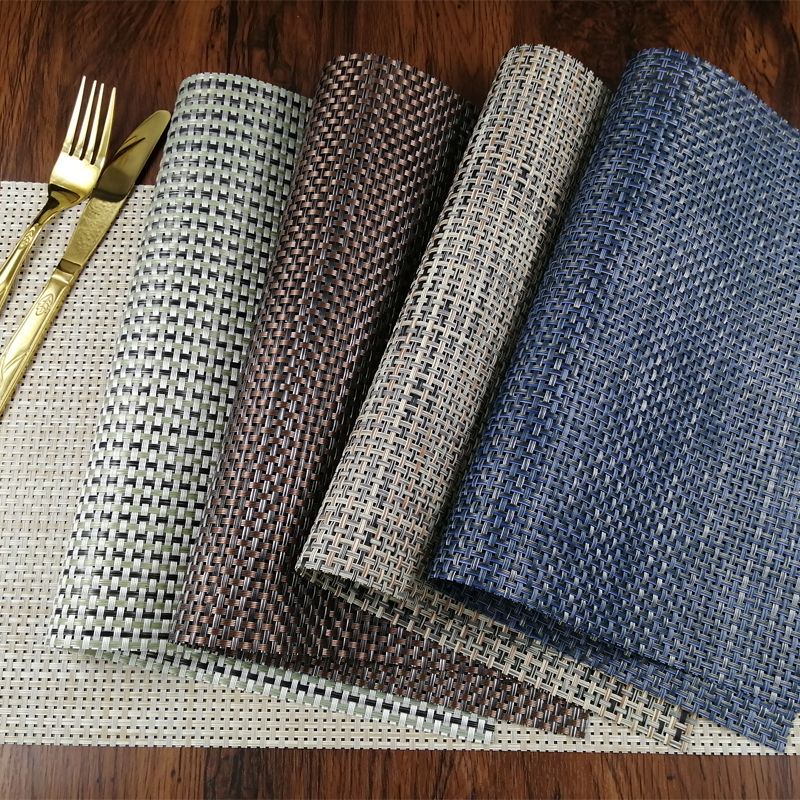 High-Grade Pvc Woven Placemat 4X4 Teslin Environmental Protection Non-Slip Table Mat Bowl Mat High Temperature Tea Tray Mat Tea Set Mat undefined