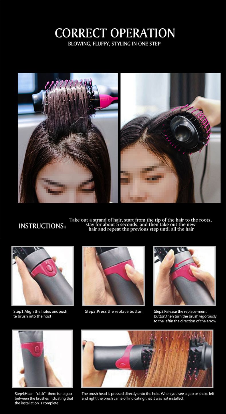 ENZO's new three-in-one negative ion multi-functional straightening comb, electric hair dryer, styling comb and hot air comb detail image 3