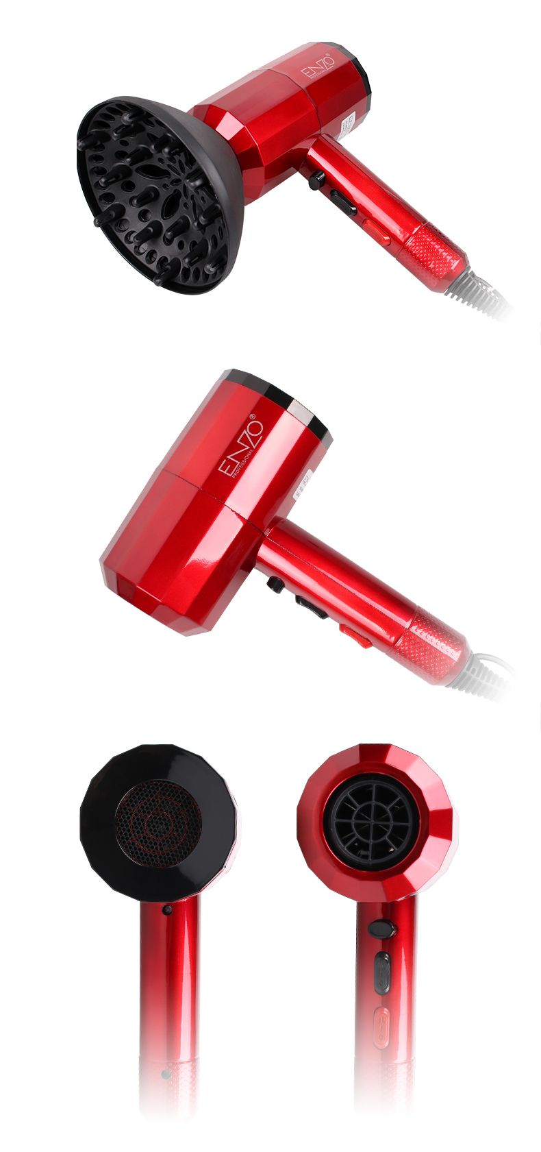 ENZO恩佐家用电器网红爆款冷热风便携式锤子大风罩负离子电吹风筒详情图6