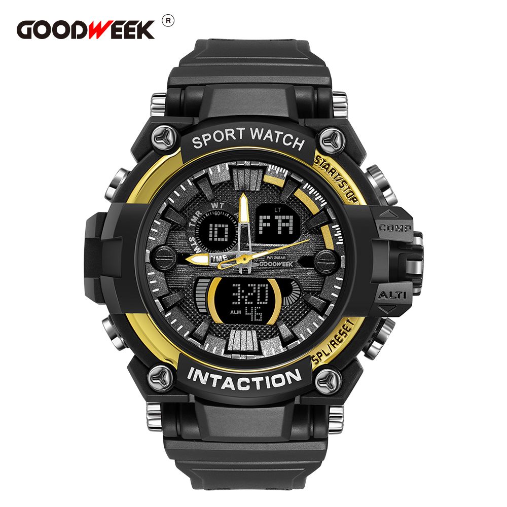 Goodweek Luxury Men's Sport Waterproof Digital Quartz Watch Men's Multi-Function Dual-Display Watch details Picture