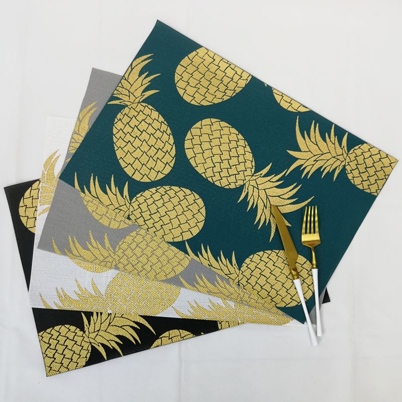 Creative Ins Teslin Printed Gold Placemat Non-Slip Mat Pvc Printed Gold Insulated Bowl Mat Table Mat Cup Mat Factory Direct Sales undefined