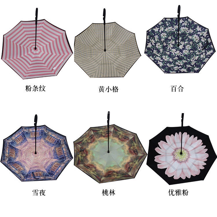 厂家直销免持C型双层可站立反向伞 汽车伞广告伞定制LOGO反向伞详情图6