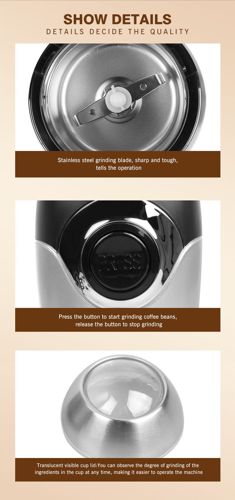 ENZO恩佐多功能电动中药材辣椒打粉磨豆小型家用咖啡研磨粉碎机详情图5