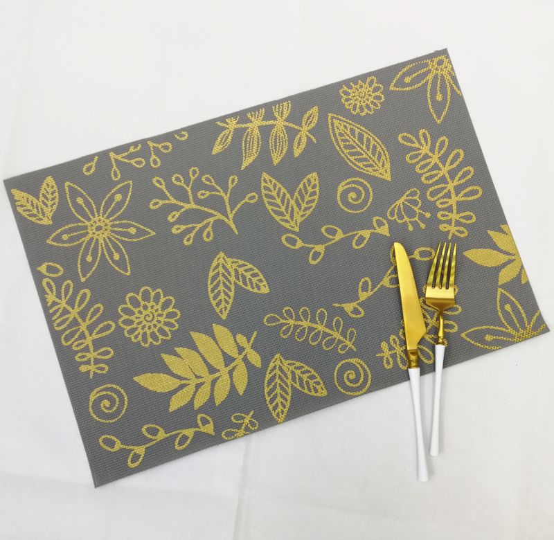 Creative Ins Teslin Printed Gold Placemat Non-Slip Mat Pvc Printed Gold Insulated Bowl Mat Table Mat Cup Mat Factory Direct Sales undefined