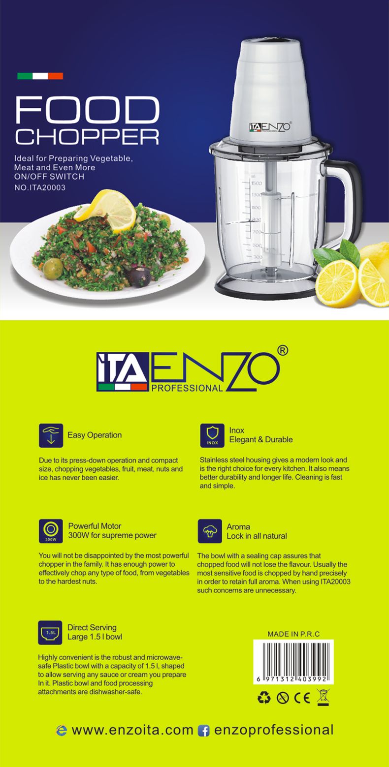 ENZO恩佐家用厨房电动切菜打蒜泥搅拌碎肉机辅助切碎多功能料理机详情图2