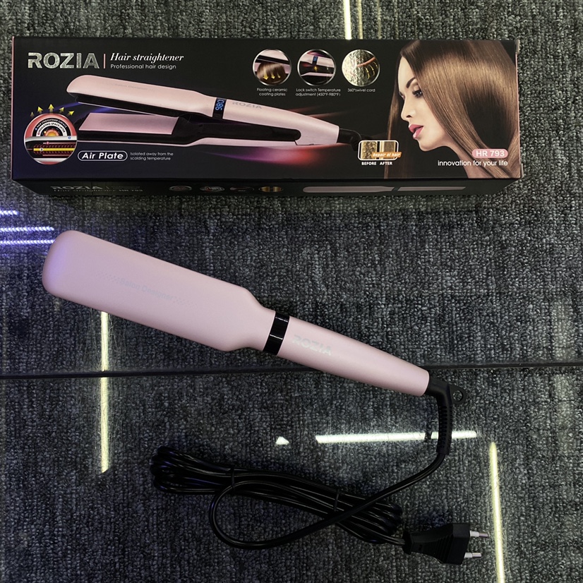 Rozia女士粉色宽板夹直板夹可调温带LED显示屏HR793