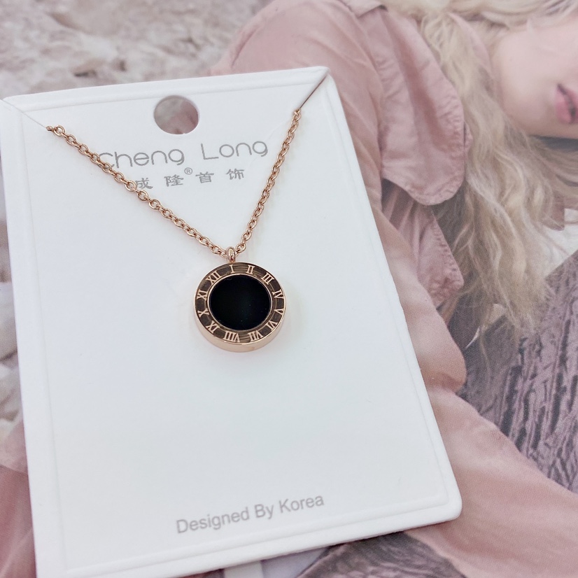 Chenlong jewelry titanium steel Roman numeral necklace colorfast C0720-35
