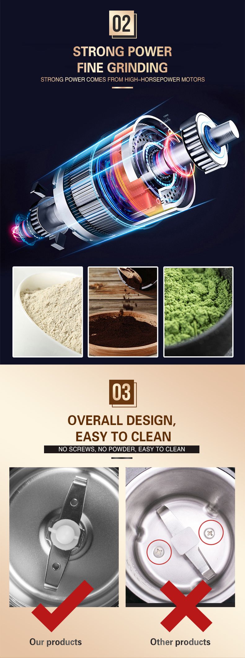 ENZO恩佐多功能电动中药材辣椒打粉磨豆小型家用咖啡研磨粉碎机详情图3