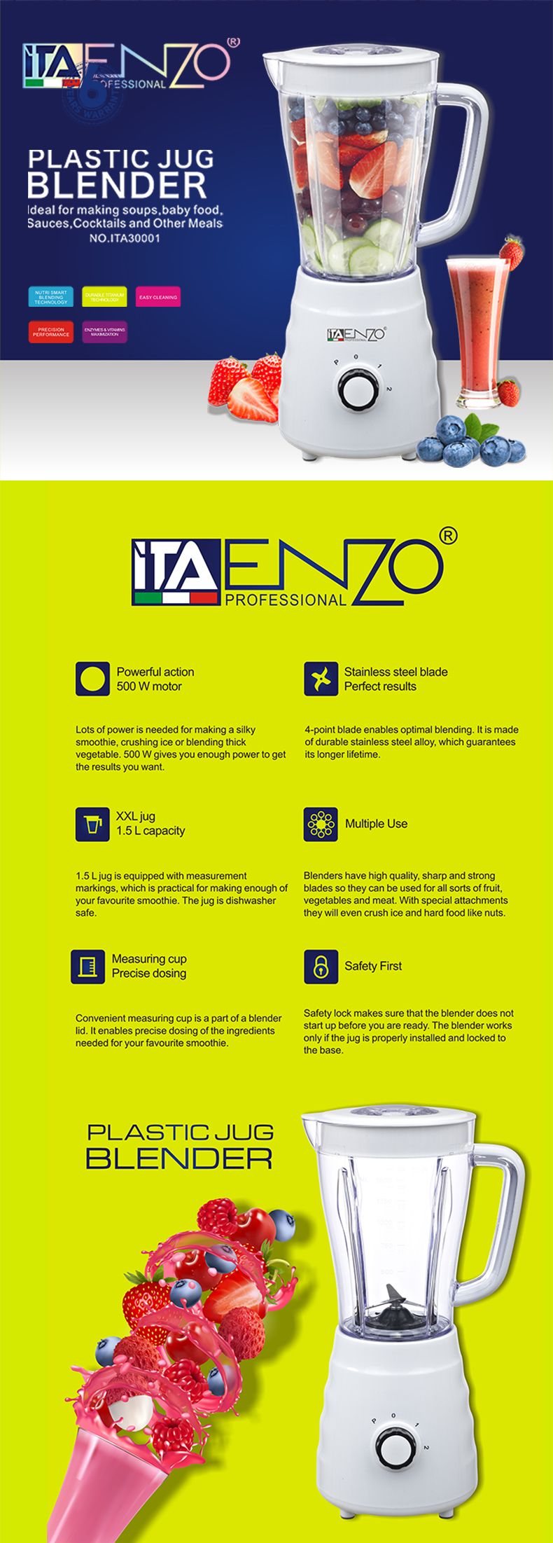 ENZO ENzo Fully automatic multi-functional household full-nutrition vegetable cooking original juice soy milk freshly squeezed juice blender detail image 2