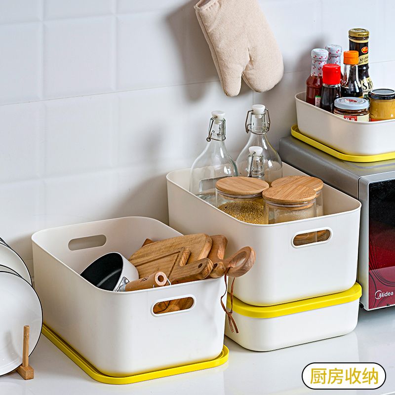 Cosmetics storage box, desktop with lid, children's snacks, toys, underwear storage box, kitchen storage and organization box, 36.5*25.5*16.5 Specification drawing