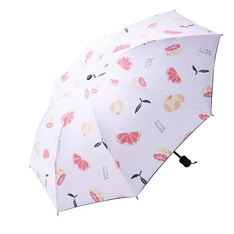 新款果趣遮阳伞水果系列全自动晴雨伞黑胶防紫外线防晒伞折叠伞白底实物图