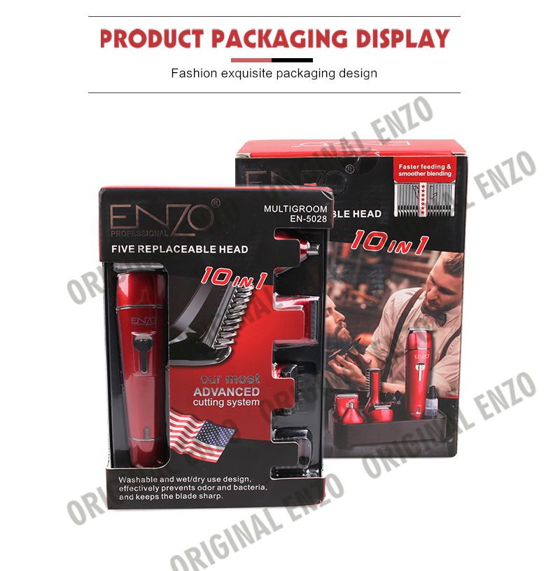 ENZO portable hair and beard shaving Knife 10-in-1, replaceable head electric men's multi-functional hair clipper detail image 7