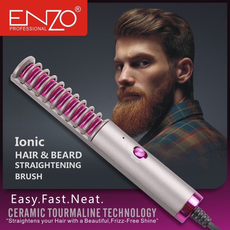 ENZO Men's mini Hair Straightening and Beard Comb, multi-functional massage hair Straightening comb, setting comb, curling and straightening dual-purpose hair straightening device