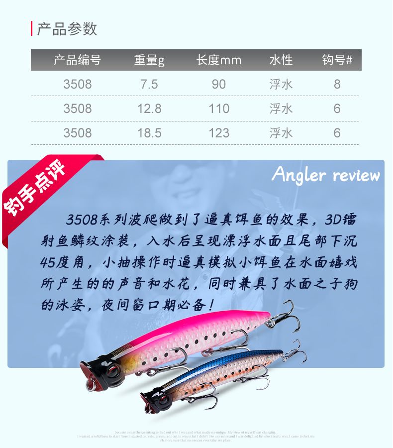 国王路亚新款3D幻影3508波扒路亚饵渔饵渔具详情图3