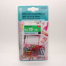 卡卡五金 3281吸塑包装小号订书针+28mm彩色回形针组合文具用品