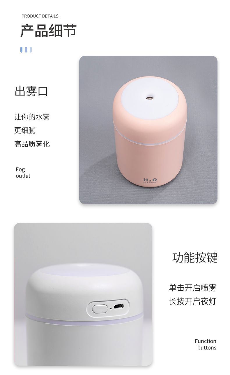 Creative colorful cup humidifier, seven-color rotating ambient light, household car water replenishment device, humidifier detail image 10
