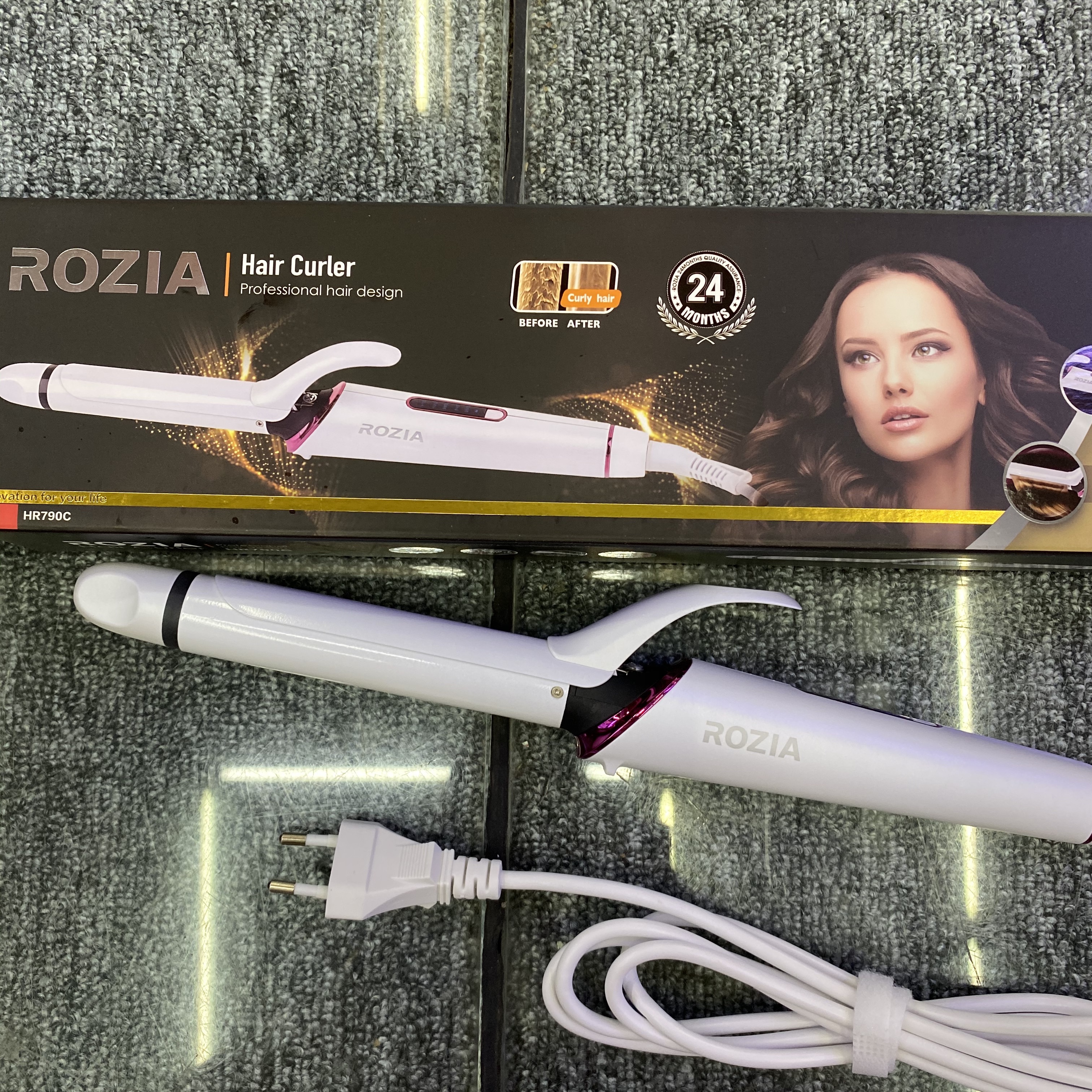 The adjustable temperature range of the Rozia women's electric curling iron shows HR790C details Picture