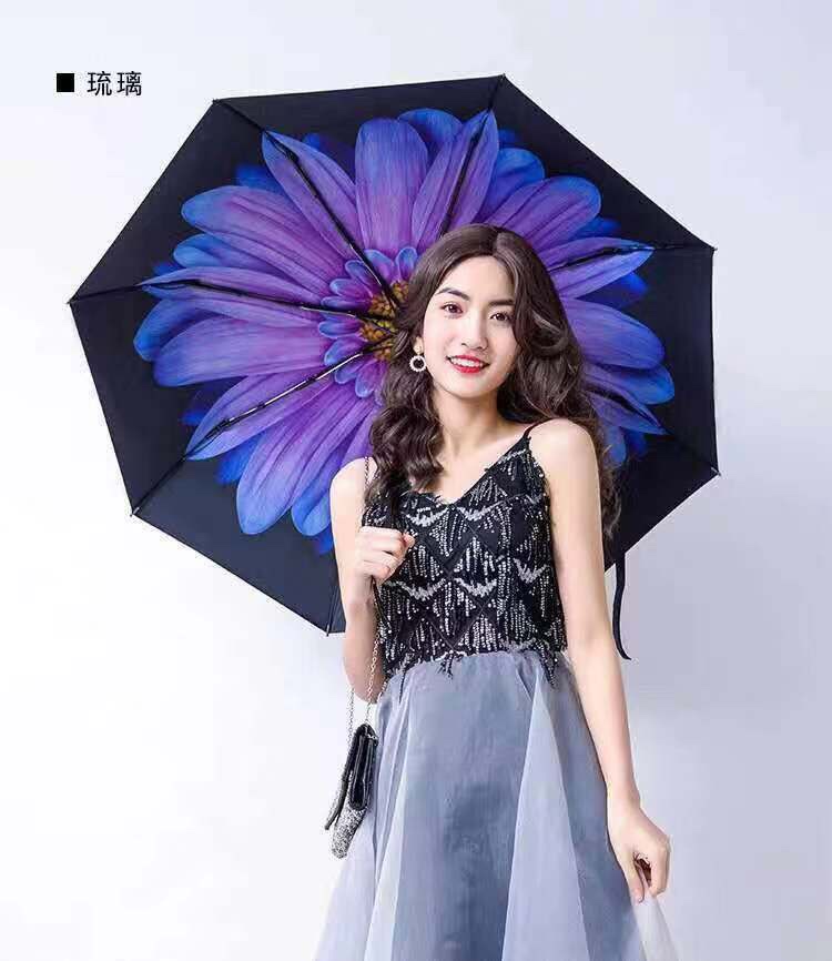 双层加厚防晒折叠伞 女士伞 礼品伞细节图
