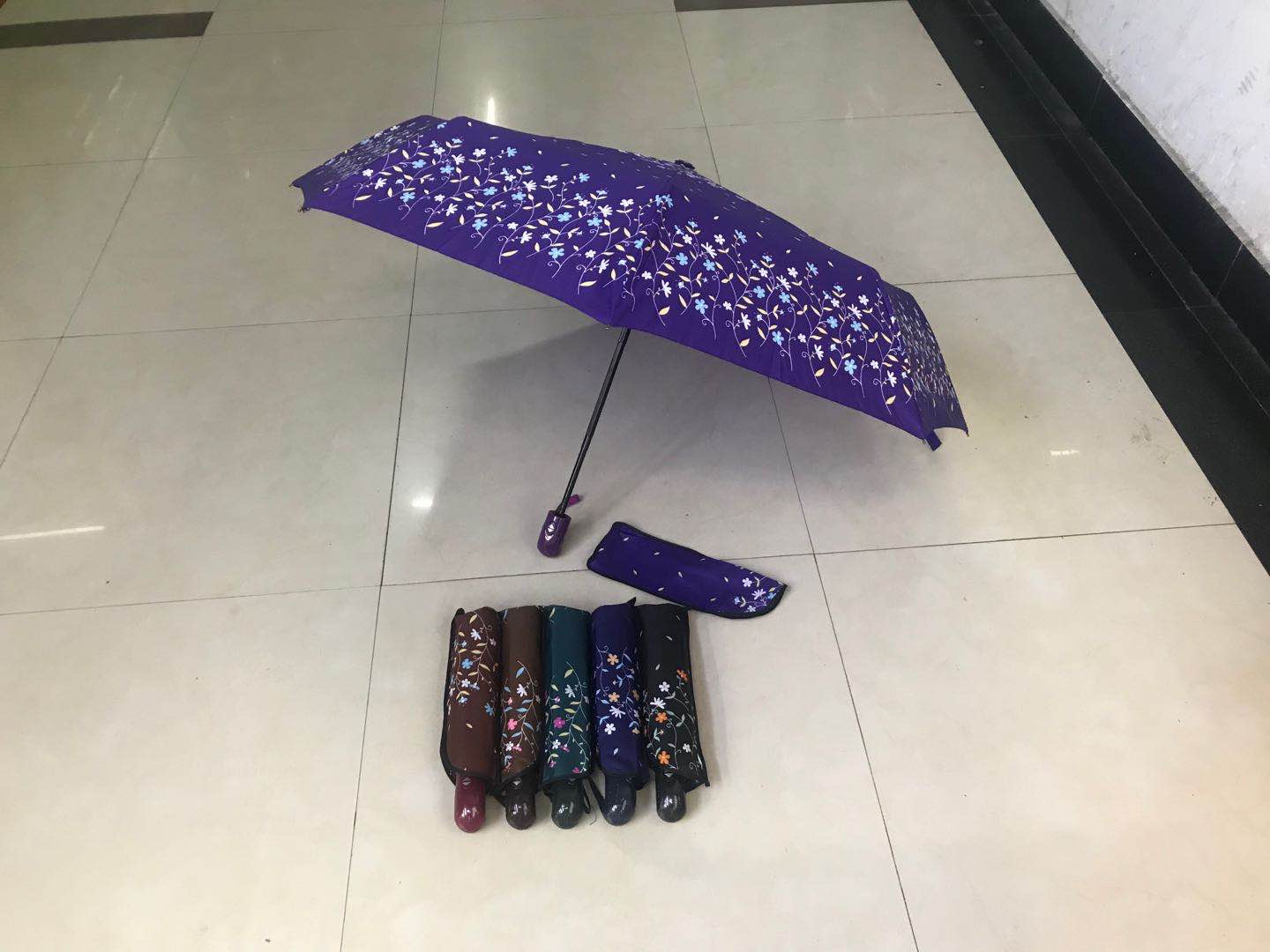 全自动三折伞8k小花布产品图