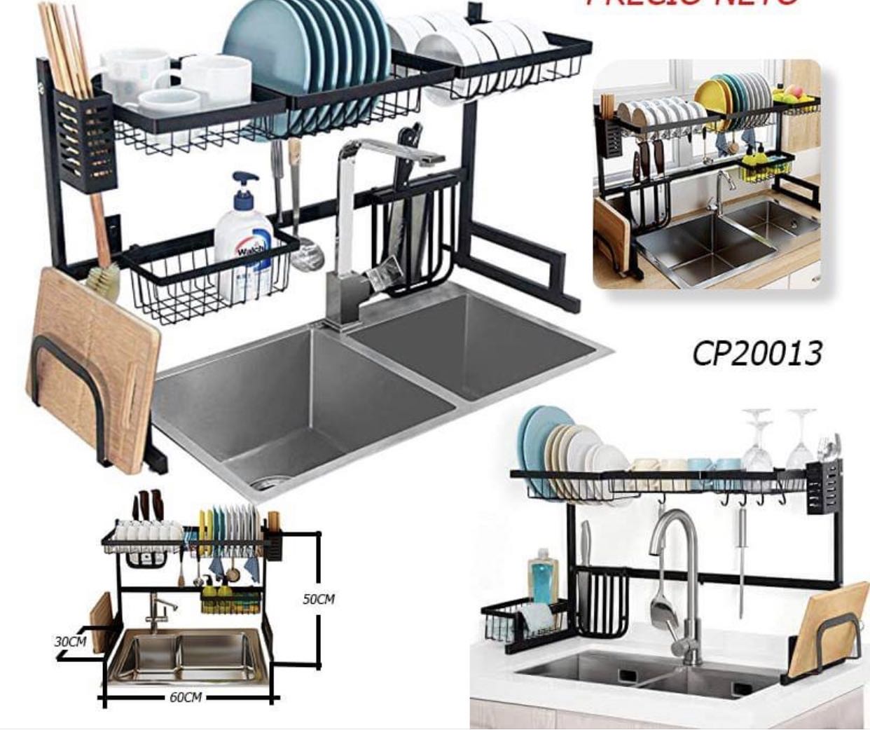 35823 stainless steel kitchen bowl and plate draining rack, kitchen bowl and plate storage rack, draining rack, multi-functional storage for kitchenware bowls and chopsticks Item Picture