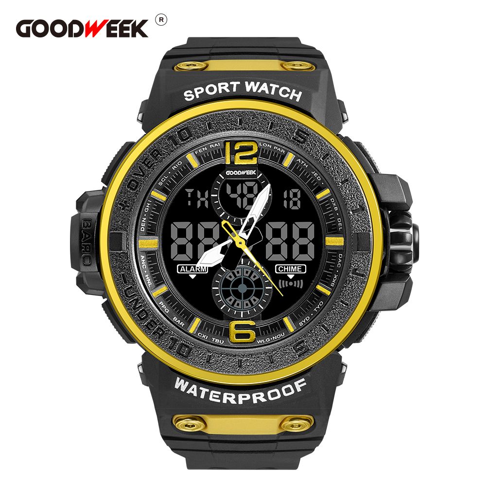 Goodweek Men's Sports Watch Waterproof Army Men's Watch Led Quartz Watch full figure