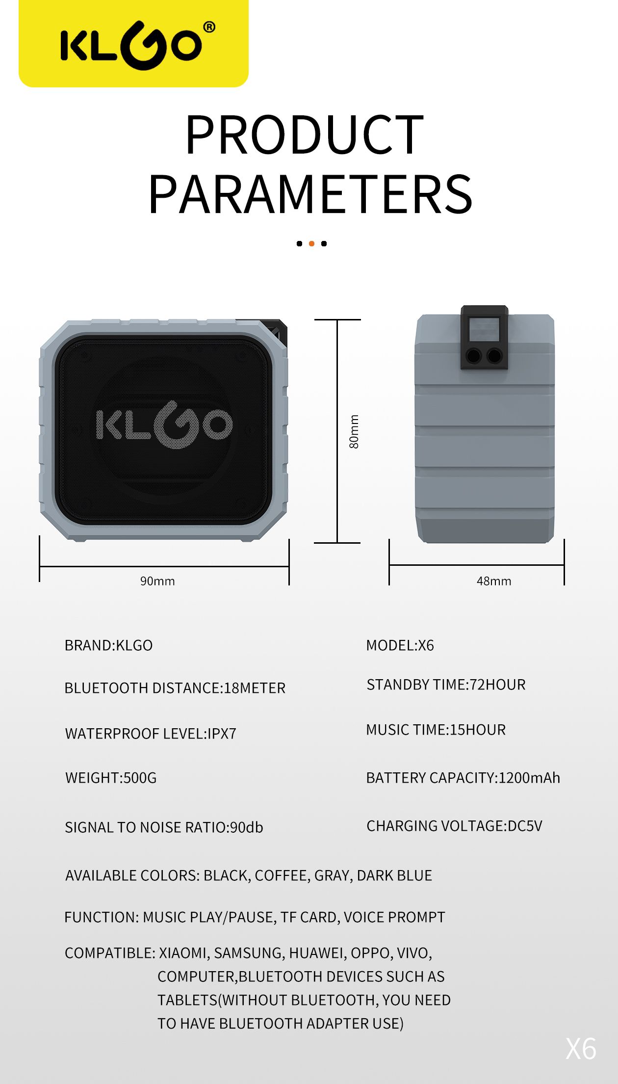 KLGO酷为LY-500七级防水蓝牙音箱详情图2