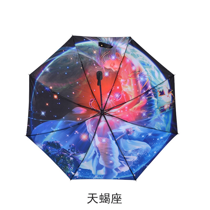 千家旺十二星座太阳伞女防晒防紫外线黑胶定制logo厂家直销雨伞批发白底实物图