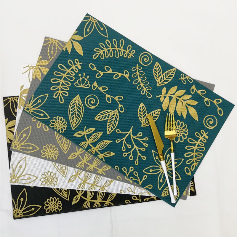 Creative Ins Teslin Printed Gold Placemat Non-Slip Mat Pvc Printed Gold Insulated Bowl Mat Table Mat Cup Mat Factory Direct Sales undefined