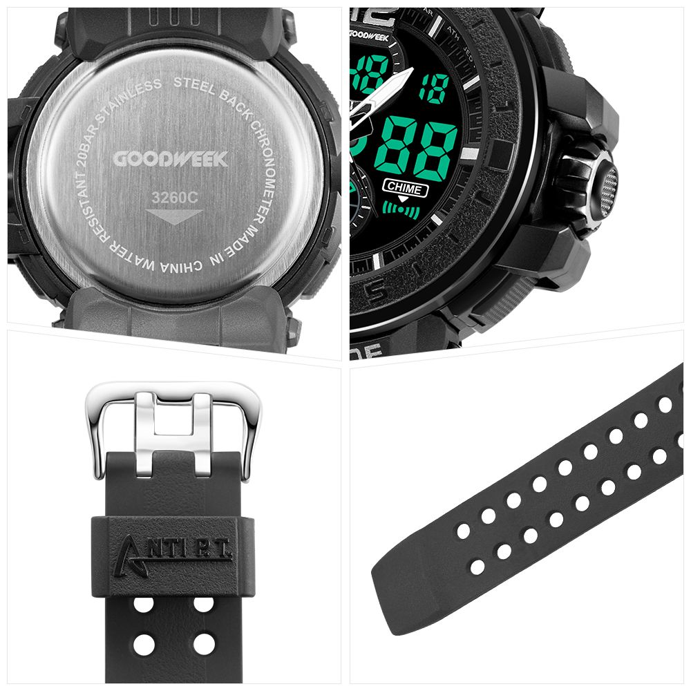 Goodweek Men's Sports Watch Waterproof Army Men's Watch Led Quartz Watch undefined