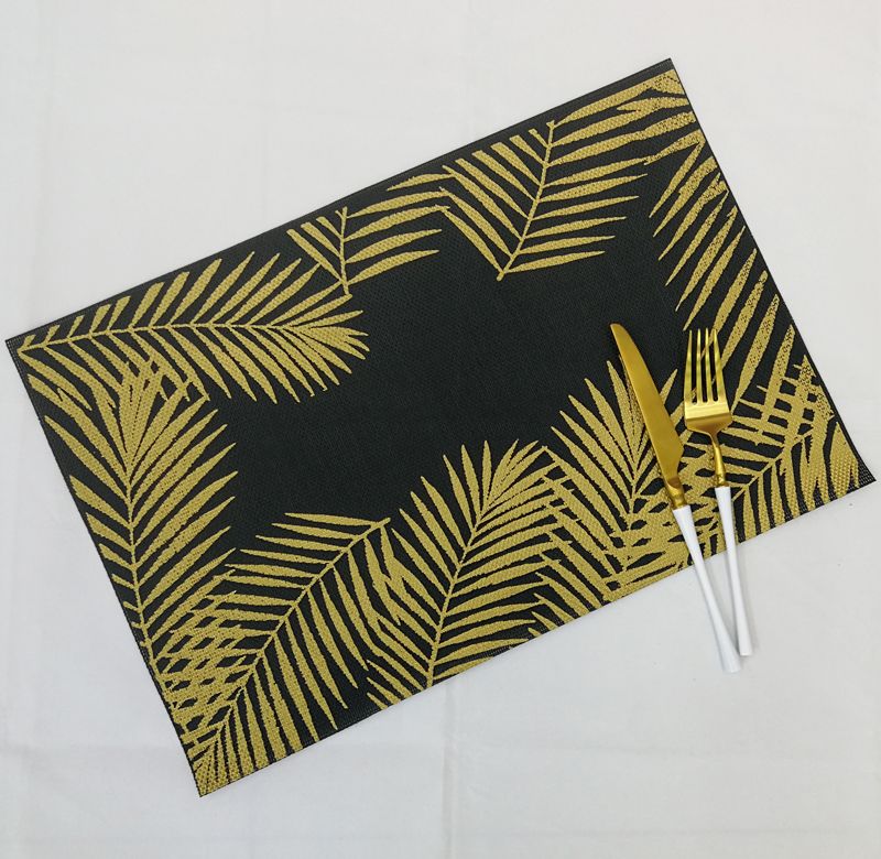 Creative Ins Teslin Printed Gold Placemat Non-Slip Mat Pvc Printed Gold Insulated Bowl Mat Table Mat Cup Mat Factory Direct Sales undefined