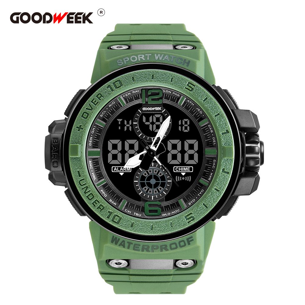 Goodweek Men's Sports Watch Waterproof Army Men's Watch Led Quartz Watch undefined