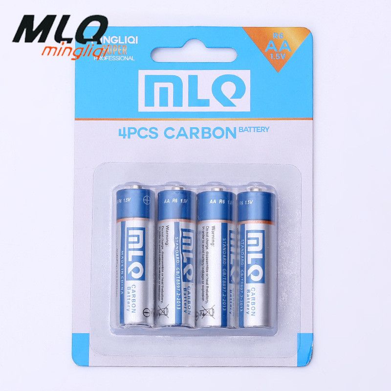 青色MLQ明力奇5号环保碳性AA锌锰干电池4粒卡玩具R6无汞1.5v