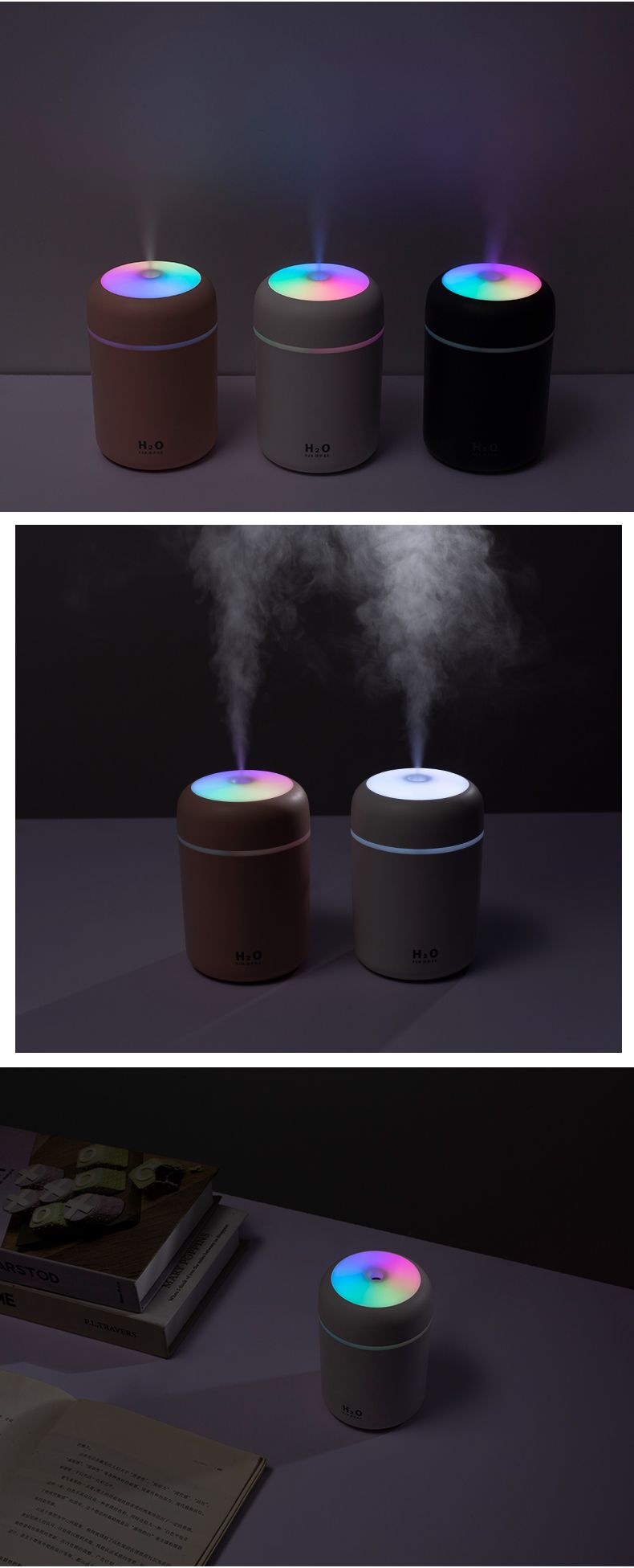 Creative colorful cup humidifier, seven-color rotating ambient light, household car water replenishment device, humidifier detail image 13