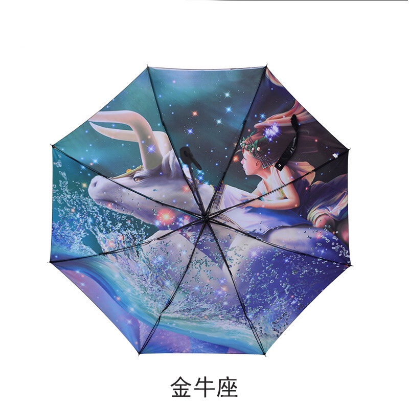 千家旺十二星座太阳伞女防晒防紫外线黑胶定制logo厂家直销雨伞批发详情图7