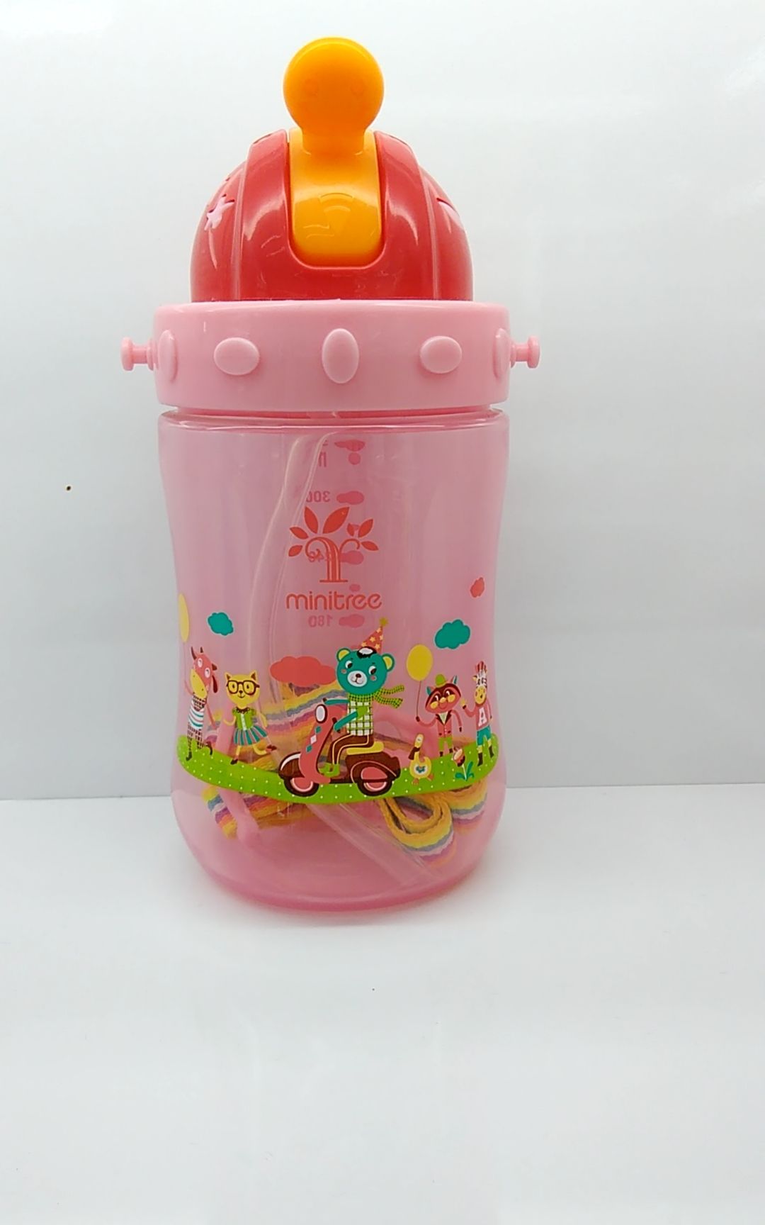 350ML Water Cup for Children Pink Girls College is a water cup with straw full figure