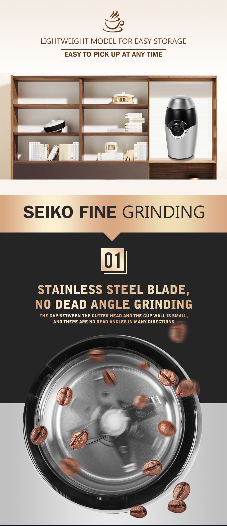 ENZO恩佐多功能电动中药材辣椒打粉磨豆小型家用咖啡研磨粉碎机详情图2