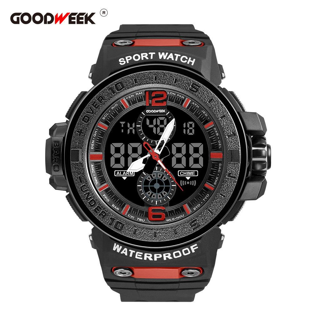 Goodweek Men's Sports Watch Waterproof Army Men's Watch Led Quartz Watch undefined