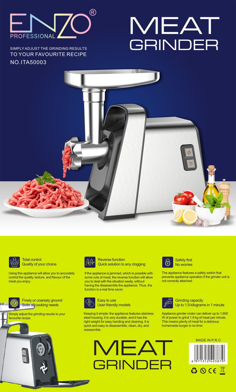 ENZO household and commercial electric meat grinder, stainless steel multi-functional fully automatic dumpling filling, meat mincing and sausage stuffing machine detail image 1