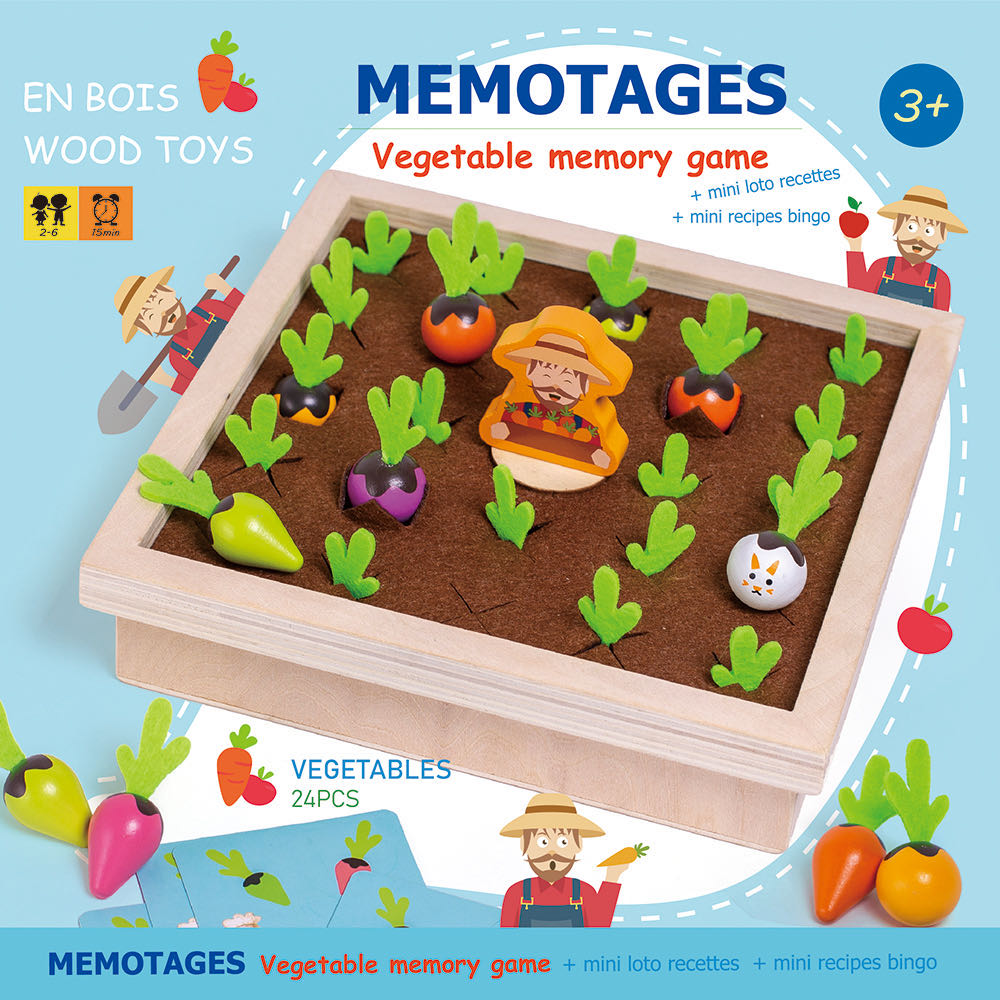 New fun board game pull radish Lianliankan game children's educational wooden toys children grasp sensory building blocks fun vegetable memory game undefined