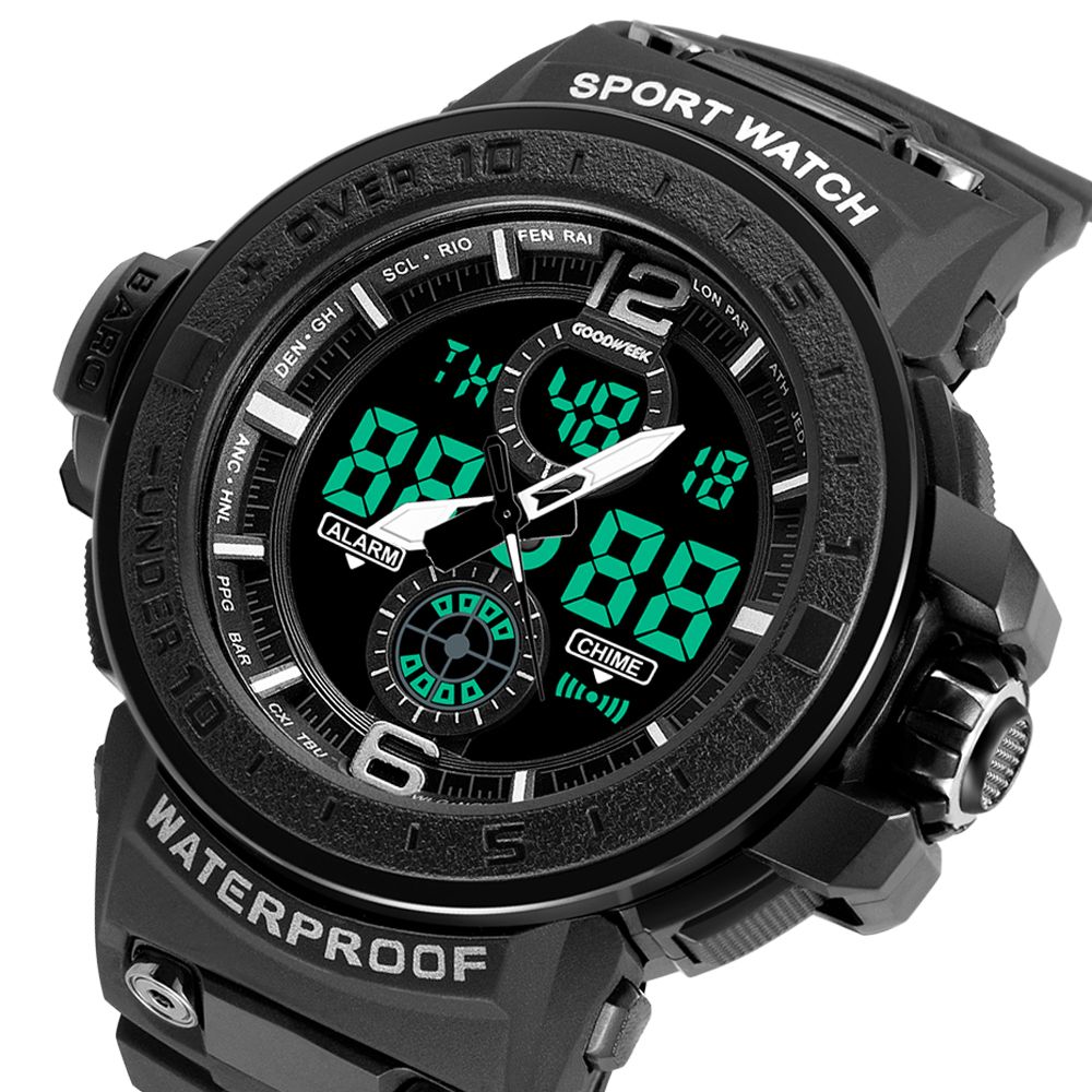 Goodweek Men's Sports Watch Waterproof Army Men's Watch Led Quartz Watch undefined