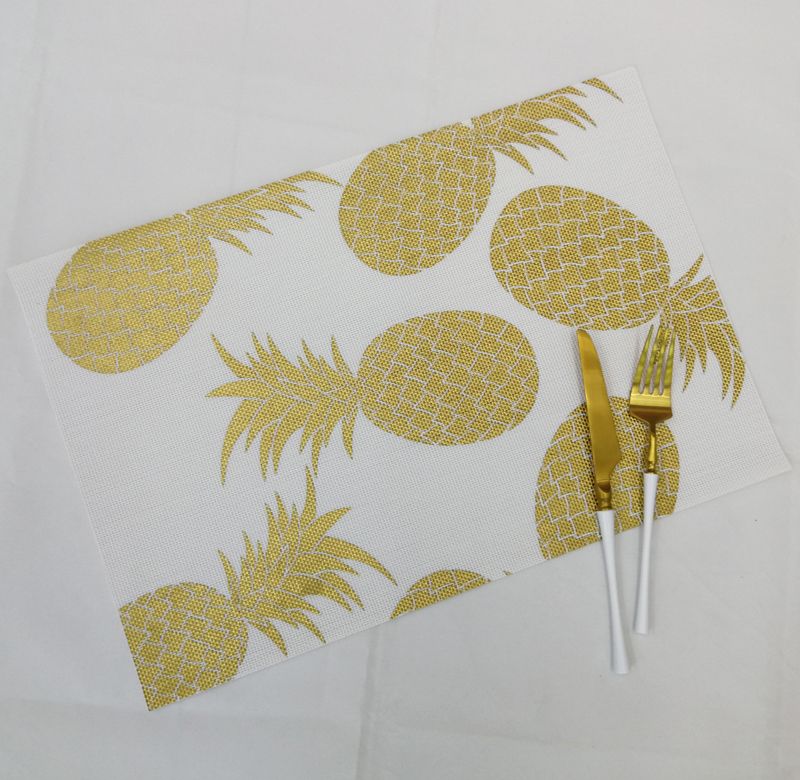 Creative Ins Teslin Printed Gold Placemat Non-Slip Mat Pvc Printed Gold Insulated Bowl Mat Table Mat Cup Mat Factory Direct Sales details Picture