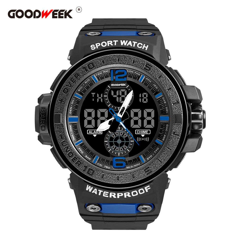 Goodweek Men's Sports Watch Waterproof Army Men's Watch Led Quartz Watch Item Picture