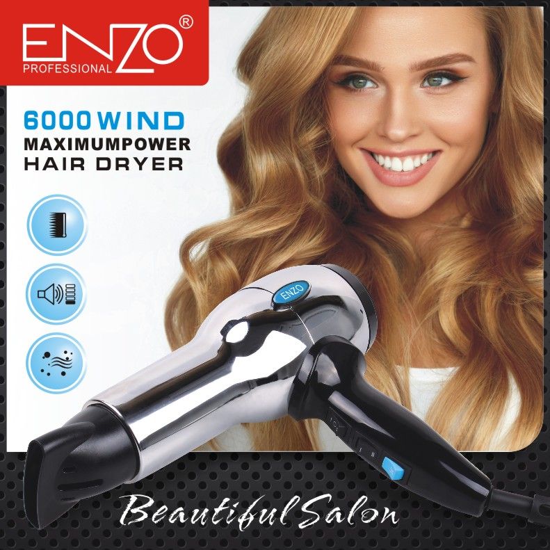 ENZO household high-temperature hot and cold high-power hair dryer with metal stainless steel casing for barber shops and hair salons