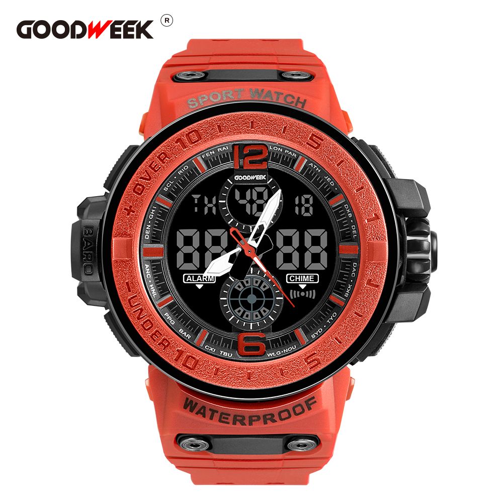 Goodweek Men's Sports Watch Waterproof Army Men's Watch Led Quartz Watch undefined