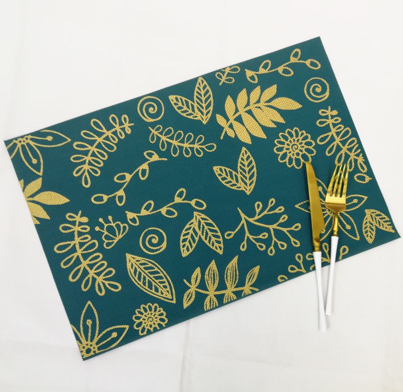 Creative Ins Teslin Printed Gold Placemat Non-Slip Mat Pvc Printed Gold Insulated Bowl Mat Table Mat Cup Mat Factory Direct Sales undefined