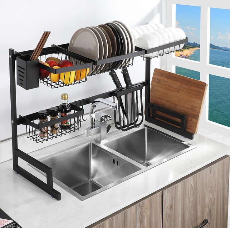 35823 stainless steel kitchen bowl and plate draining rack, kitchen bowl and plate storage rack, draining rack, multi-functional storage for kitchenware bowls and chopsticks details Picture