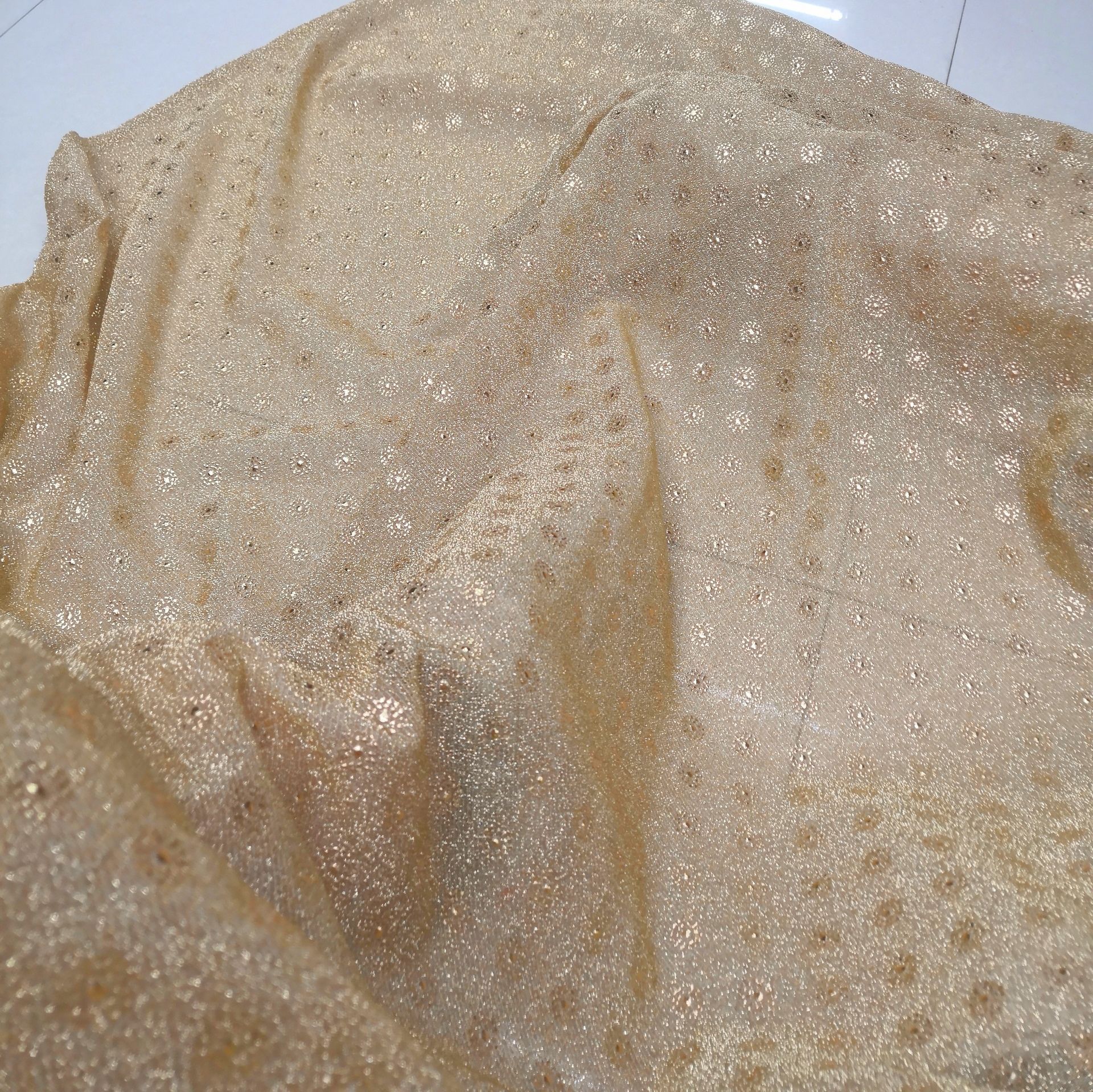 Small sunflower drop-molded thread fabric, gold and silver thread knitted fabric, stage handicraft, hair band, Muslim headscarf detail image 4